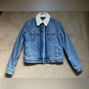 Levi's Blue Denim Jacket with White Sherpa Lining